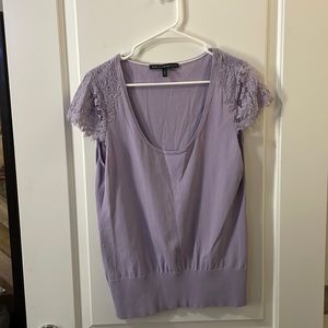 Lavender lace sleeve ruched waist